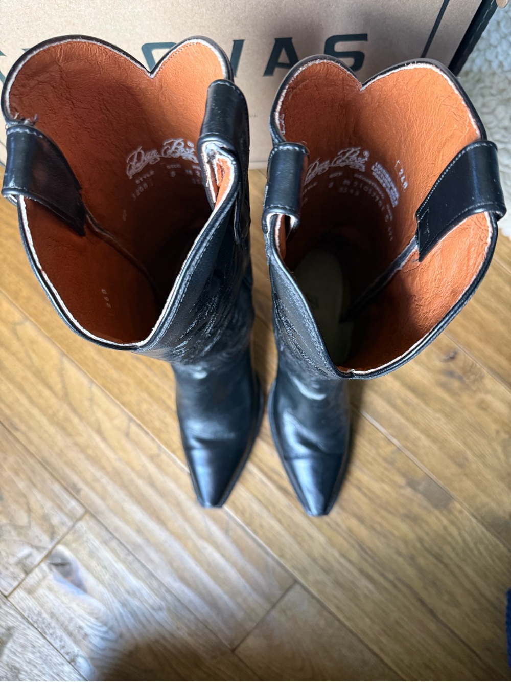 Dan Post black leather cowboy boots - Picture 5 of 8